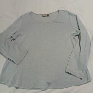 Chico's 3 Blue Shimmer long-sleeved lightweight swing sweater travel friendly